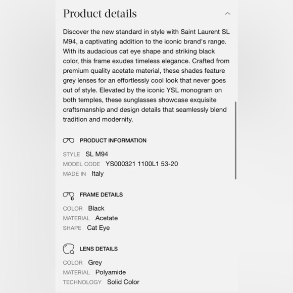 Saint Laurent SL M94
Black Sunglasses with Gold Accent YSL - Picture 4 of 15